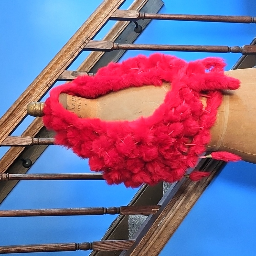 Vibrant Red Rabbit Shawl.